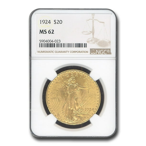 1924 $20 MS-62 NGC Gold Double Eagle Saint Gaudens Coin